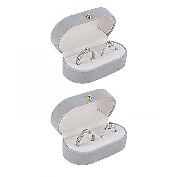 YIJOY 2 Pcs Jewelry Box Storage Display Gift Flannel Wedding Ring Single Proposal Farewell Classic Packaging Exquisite Suitable for Wedding Holiday Gifts Light Grey 2.95 * 1.57 * 1.37in