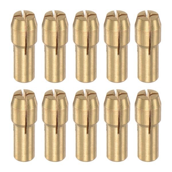 sourcing map 10pcs Brass Collet 0.5mm Brass Drill Chucks Mini Electric Grinder Quick Change Drill Chuck Bit Sets for Rotary Tools, 4.8mm Shank Diameter