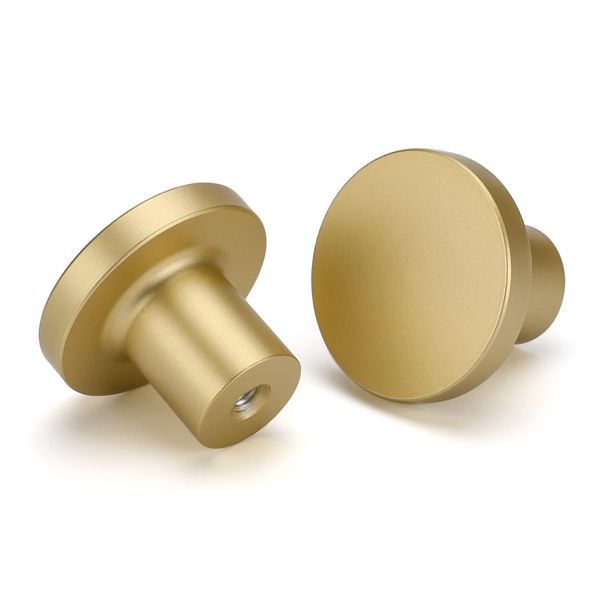 LONTAN 10 Pack Gold Drawer Knobs Gold Kitchen Knobs Round Cabinet Knobs Cupboard Knobs Brass Kitchen Door Knobs Aluminum Alloy Door Knobs and Handles Gold Door Knobs for Wardrobes,LS7069BB