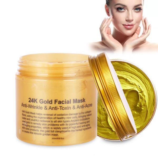 Maske, Peel Mask Hypoallergenic, 24K Gold Gesichtsmaske, Peel Off Maske für Tiefenreinigung Gesicht Blackhead Remover Feuchtigkeit Anti Aging Zur Faltenbehandlung und Spa Kühlung Beruhigende 200Ml