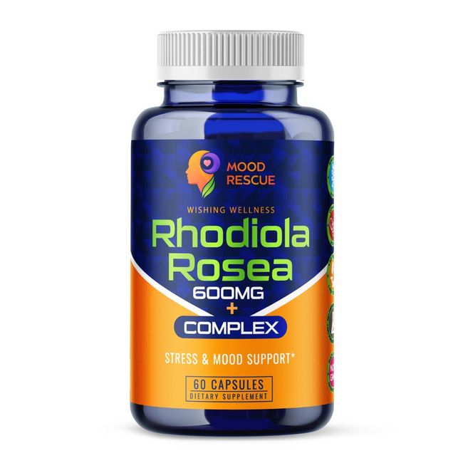 Rhodiola Rosea 600mg + 250mg Ashwagandha with 2.5% withanolides, 100mg gingseng,