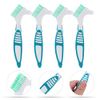Healifty 4 Pcs Hard Denture Brush Double Sided Toothbrush Multi- Layered Bristles Fake Teeth Cleaning Brush Denture Care (Green)