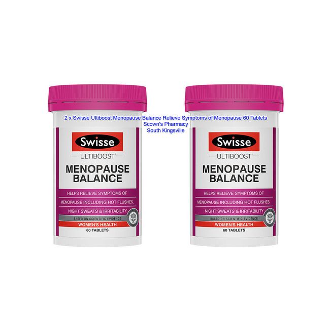 2 x Swisse Ultiboost Menopause Balance Relieve Symptoms of Menopause 60 Tablets