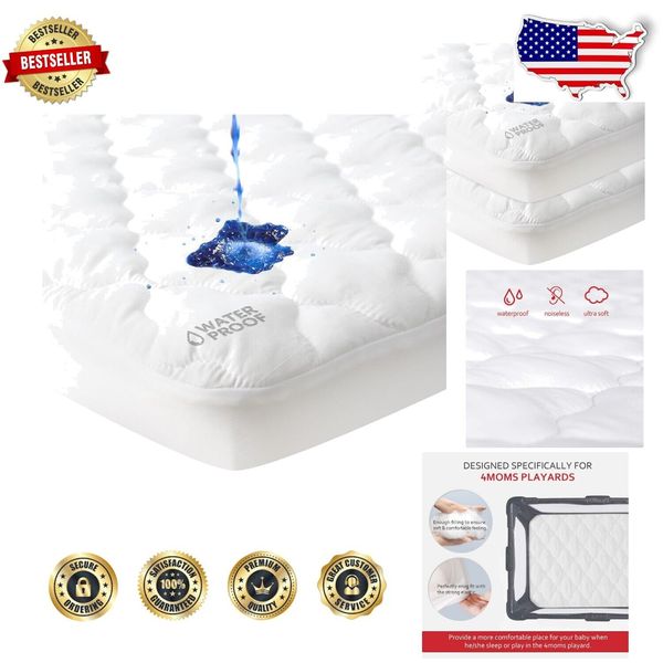2-Pack Quilted Waterproof Playard Mattress Protectors - Compatible with 4moms