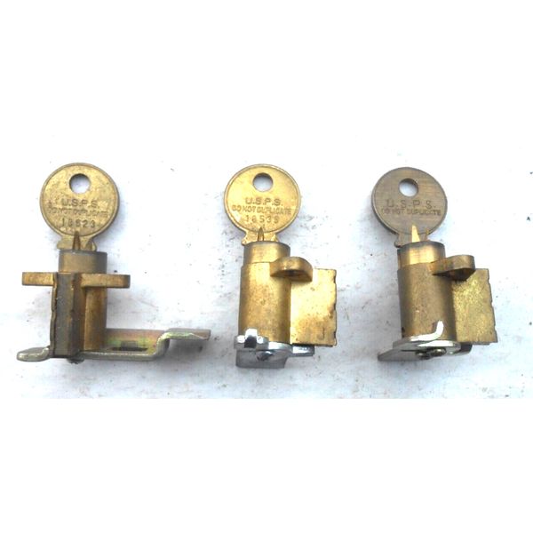 3 Vintage USPS Mailbox Lock  with working keys