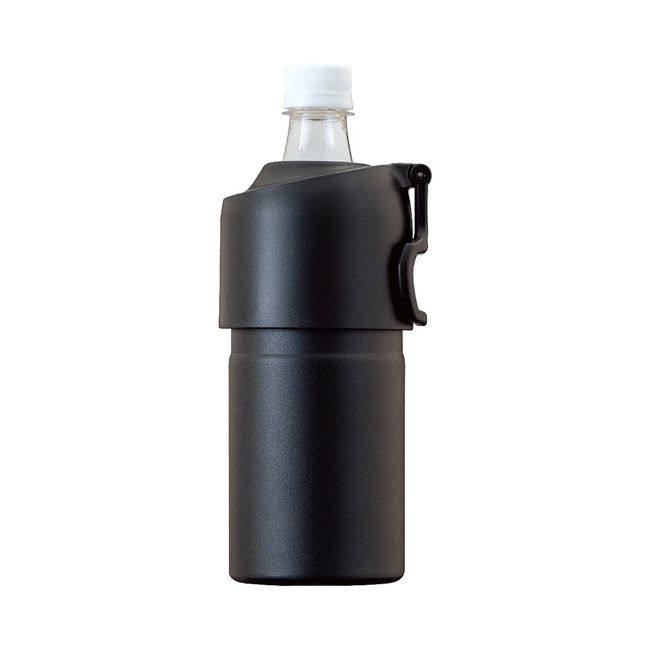 Atlas Bottle-In Bottle Plastic Bottle Holder with Foldable Handle, Black, E-Type, Insulated, Vacuum Insulated, For 16.9-25.8 fl oz (500-650 ml) PET Bottles, ABIB-EBK