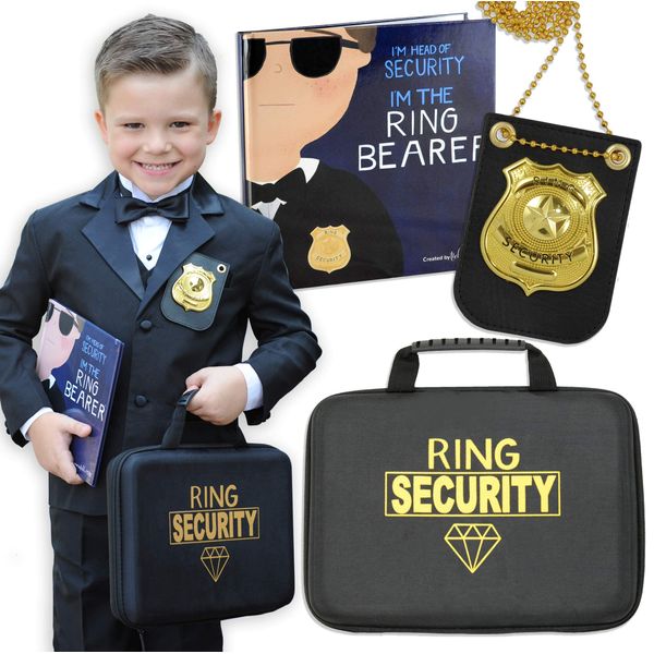 Tickle & Main Ring Bearer Security Set - Box, Briefcase, Book, Badge, Wedding Ring - Ring Bearer Set - Security Badge