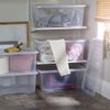 JMS we create smile [Pack of 3] Home Office Clear Plastic Stackable Storage Boxes & Lids (45 Litre)