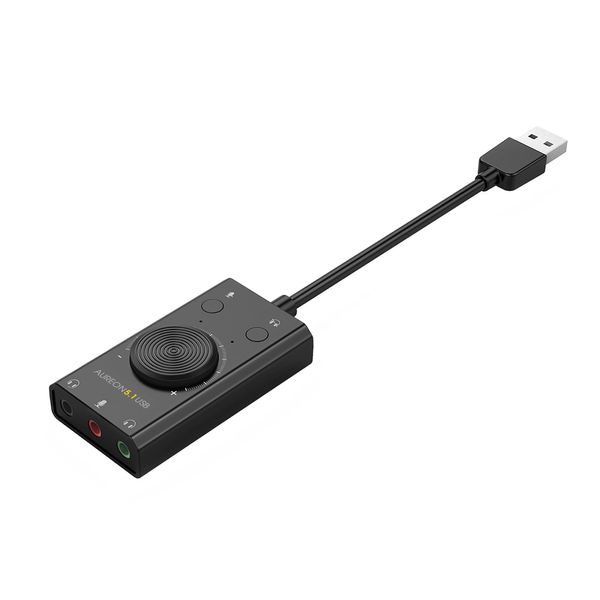 TerraTec AUREON 5.1 USB Externe Soundkarte 2 in 1 USB Stereo Sound Card Adapter mit Lautstärkeregler und Volume Kontrolle Plug & Play für PC, Notebook, Tablet, MacBook
