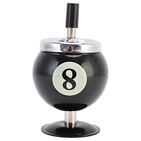 ENN LLC Rotating Tabletop Ashtray Billiard Ball Shaped Butt Holder Home Decor Miscellaneous Goods (Black)