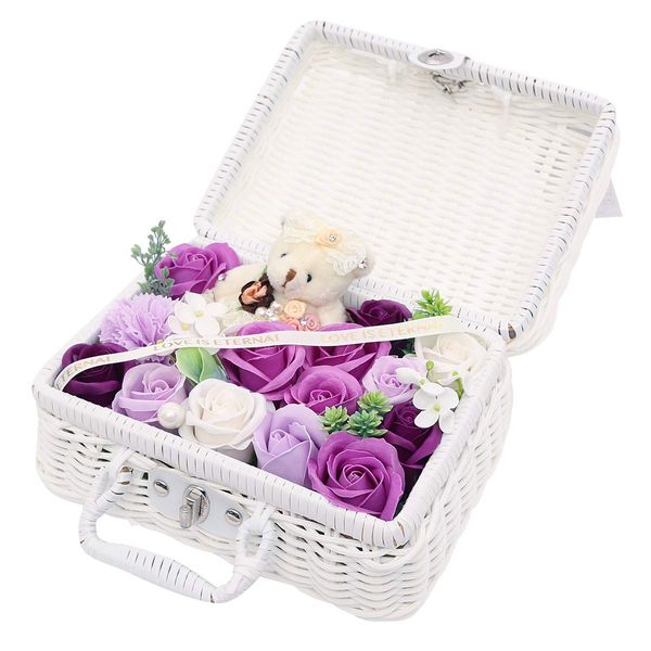 Flower Picnic Basket Purple Bath Salts Roses [791499]