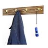Oak Coat Rack with Solid Brass Double Style Hooks (Walnut, 20" x 3.5" with 4 Hooks)