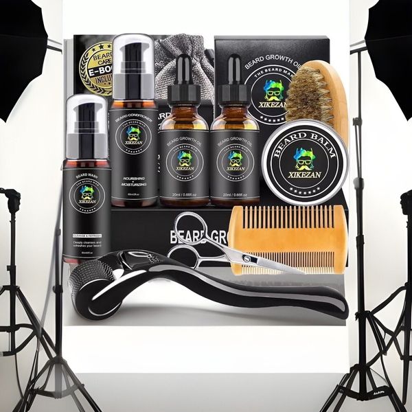XIKEZAN Beard Growth Kit - With Derma Roller For A Healthy And Full Beard