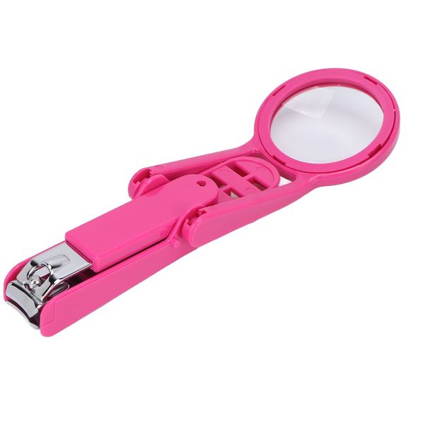 Magnifying Glass Nail Clipper, Accurate Trimming Nail Magnifier Scissors Reduce Eyestrain for Toenails(rose Red)