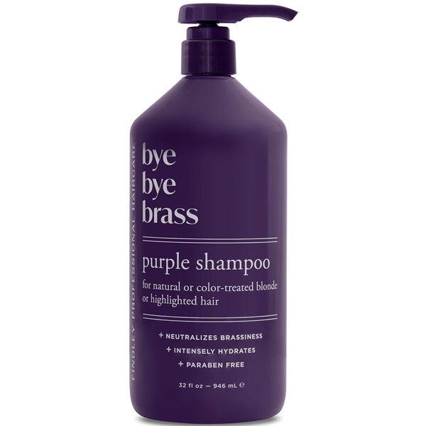 Findley Bye Bye Brass Purple Shampoo for Natural or Dyed Blonde or Highlighted Hair - With Avocado Oil &amp; Castor Oil | Neutralizes Brassiness | Gently Cleanses | Paraben Free (32 oz)