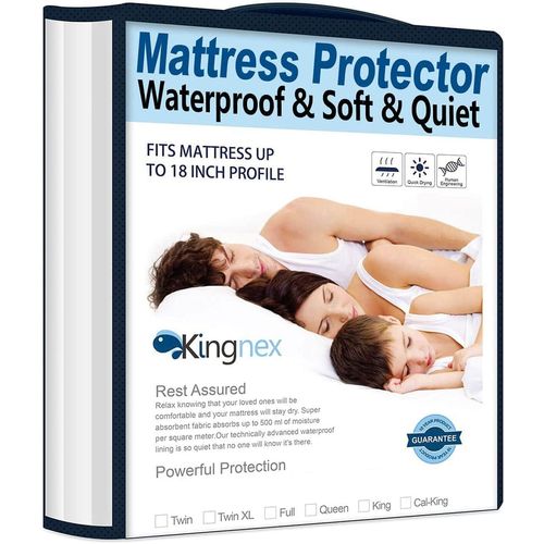 Cooling Twin XL Mattress Protector Waterproof Ultra Soft Matressprotector for College Dorm Room Extra Long Twin Bed Noiseless Smooth Jersey Top Fitted Cover with Stretchy Pocket