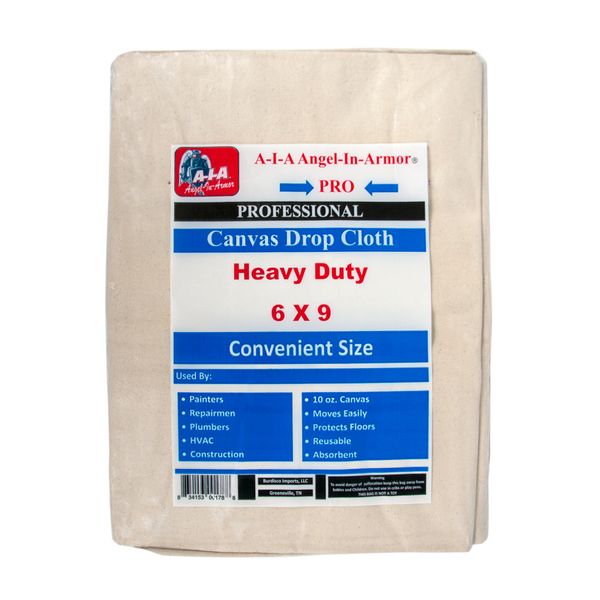 3 PAK Canvas Drop Cloth / 6 X 9 /Heavy Duty/ 10 Oz. A-I-A Angel-In-Armor