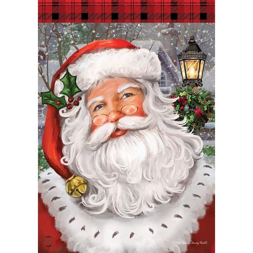 Checkered Santa Christmas Garden Flag Lamp Post 12.5" x 18" Briarwood Lane