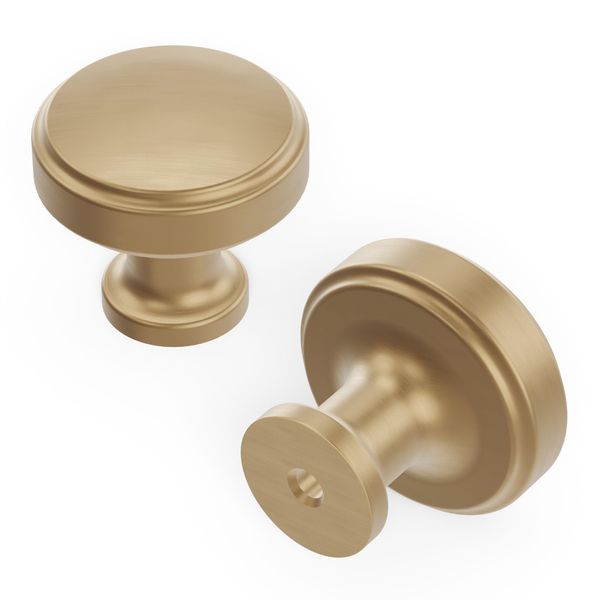 Hickory Hardware 10 Pack Kitchen Cabinet Knobs, Quality Drawer and Dresser Knob, Handle Pulls for Cabinet Doors, Bathroom Drawers, 1-1/4 Inch, Champagne Bronze, Piper Collection