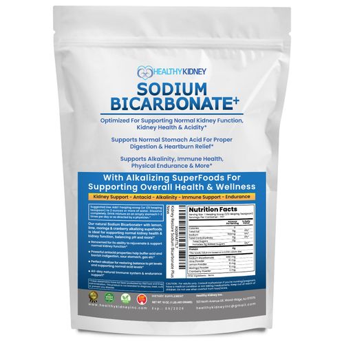 Organic Use Sodium Bicarbonate Alkaline Supplement for Alkalinity. Support Kidneys & Stomach Acid Neutralizer w/Alkaline Superfoods. Sodium Bicarbonate Powder Kidney Immune Support Antacid Sports 1LB
