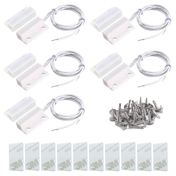 Gebildet 5pcs Recessed Wired Security Window Gate Contact Sensor Alarm,Magnetic Reed Switch White,Magnetic Door Sensor,Magnet Near - Connect Circuit, Magnet Away - Break Circuit