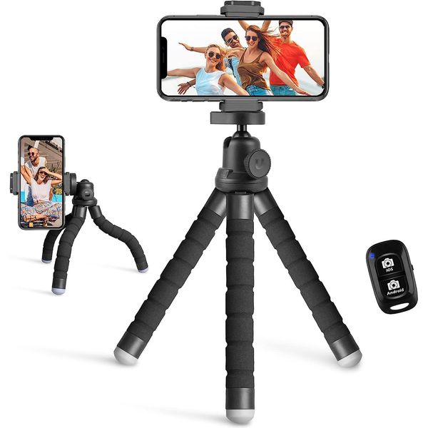 Eicaus Portable and Flexible Phone Tripod Stand for Cellphones, Compact Mini Tripod with Remote for Video Recording, Vlogging and Travel Photography(Black)