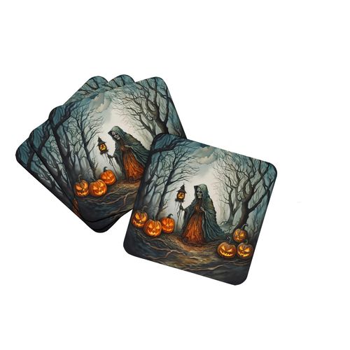 Caroline's Treasures The Weeping Woman Spooky Halloween Foam Coaster Set of 4 Cup Coasters for Indoor and Outdoor, Coaster for Tabletop Protection, Anti Slip, Mouse pad Material