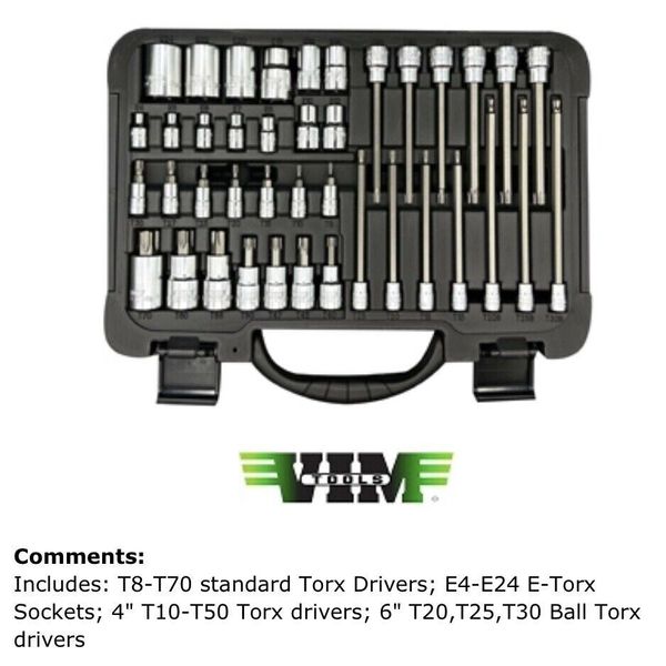 VIM TOOLS TMS40 40 Piece Elite Master Torx Socket Set NEW