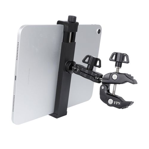 FPN Aluminium Tablet Holder Mount for Spin Bike, iPad Mount Handlebar Clamp for Stroller, Golf Cart, Wheelchair, Scooter, Gym Bicycle, Music Stand, Compatible with 6.5-13" iPad Pro 12.9, Air, Mini