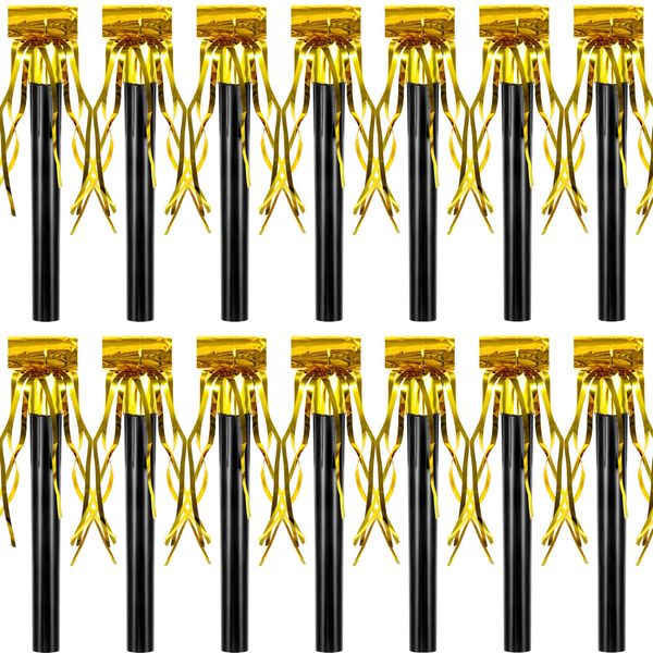 SKYLETY 18 Pieces Party Squawkers Party Blower Noisemakers Blowouts Whistles Fringed Noise Maker Gold Musical Blowouts for New Year Party Birthday Party Supplies