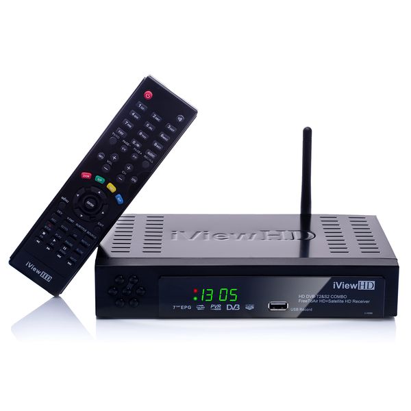Full HD Combo Freeview and Satellite HD Receiver, USB Recorder, Built-in WiFi, Compatible with SKY, FREESAT, VIRGIN & FREEVIEW Dishes, Digital TV Wi-Fi Set Top Box, Terrestrial Tuner, 4in1