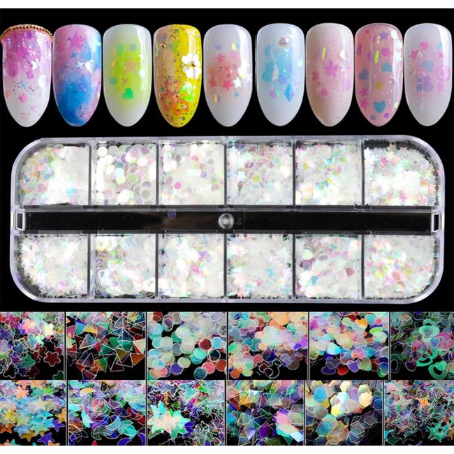 Holographic Iridescent Nail Sequins Decoration Shiny Flakes