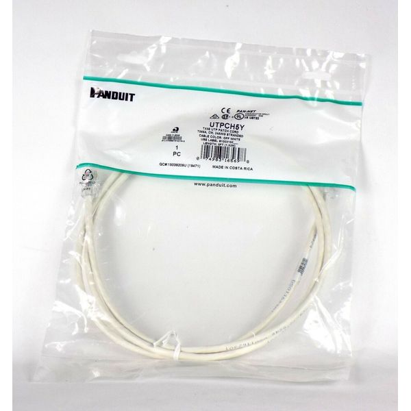 Panduit Cat 5e Patch Cable 5 Ft. UTPCH5Y 24AWG UTP Patch Cord New White TX5E
