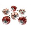 Mango Tree Mixed Set of Red & White Ceramic Cupboard Knobs/Door knobs/Drawer knobs x Pack 6 (MG-420)