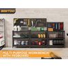 Metal Workshop Shelving Work Bench Garage Tool Storage Shelves W/Pegboard Wheels