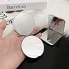 Hand Mirror, Compact, Stylish, Folding Mirror, Stainless Steel, Double Sided Mirror, Gift, Women's, Birthday (Square Circle)