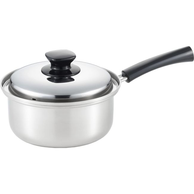 Yoshikawa SJ3394 Single Handled Pot, 7.1 inches (18 cm), Made in Japan, Compatible with Gas and Induction, Integrated SJ3394 Silver