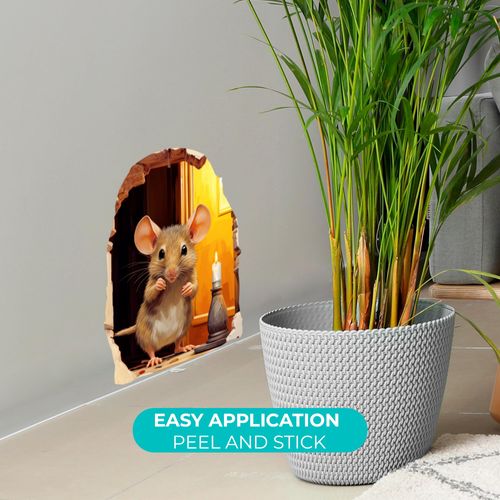 EGD Cute Mouse Hole Wall Decals 3D | 4"x4" Wall Stickers for Child Room Decor | Nursery Wall Decals | Mouse Hole Stickers for Wall Decor | Stickers for Kids (Mouse with Candle)