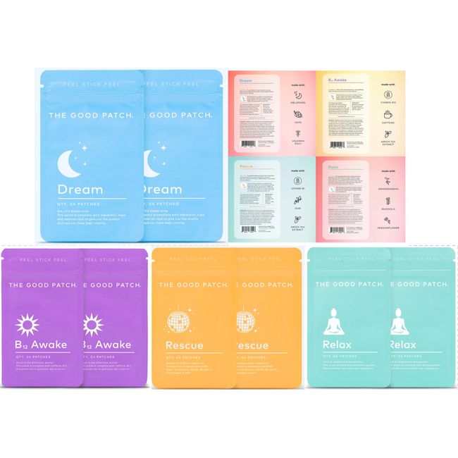 The Good Patch RELAX, RESCUE, DREAM, B12 AWAKE | 8 Pack Gift Set! 32 Patches!