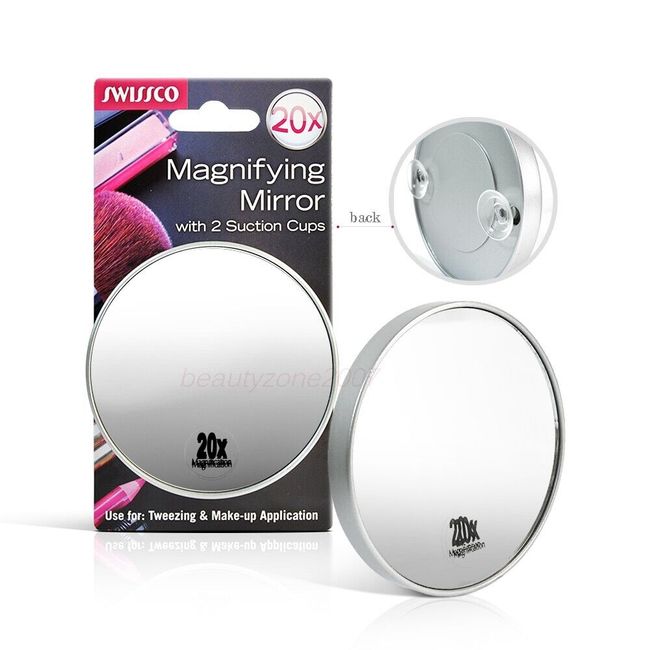 Swissco 20x Magnifying Mirror W. 2 Suction Cups (Sliver)