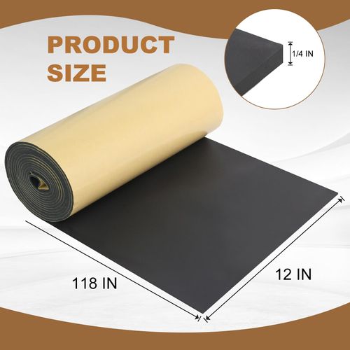 Eunice Sponge Neoprene Foam Sheet with Adhesive, 12 in x 118 in x 1/4 in Foam Rubber Roll Cut to Multiple Dimensions, High Density Rubber Padding for Shock Pad, DIY, Crafts