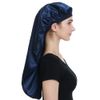 Satin Head Scarf Braid Bonnet Hair Wrap for Sleeping Navy