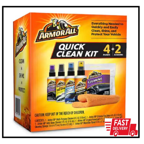 Armor All Quick Clean Car Detailing Kit 4 Products + 2 Accessories