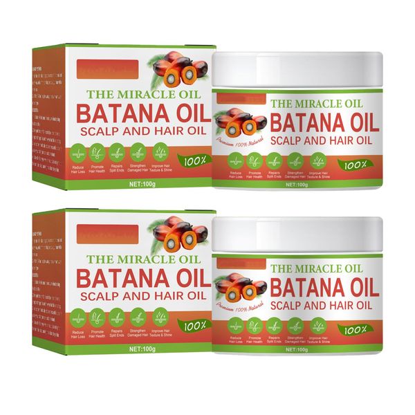 Batana Oil for Hair Growth 2 Pack 100% Organic Batana Oil Hair Mask for Hair Thickness Raw Batana Oil for Hair Growth Reduce Hair Loss Repairs Damaged Hair for Men Women(100g)