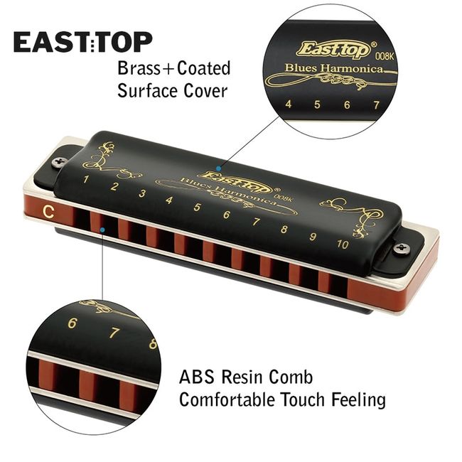 EASTTOP T002 Diatonic Harmonica10-Hole Blues Mouth Ogan Blues Harp for Adult  Kid