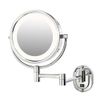 JERDON Wall-Mounted Makeup Mirror with Lighting - Round Lighted Makeup Mirror with Chrome Finish Wall Mount - Direct Wire - Model HL65CD