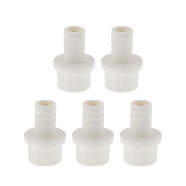 Hihaha Plastic Hose Barb Fitting 1.3"x0.8" Straight Through Pipe Connector White 5 Pcs