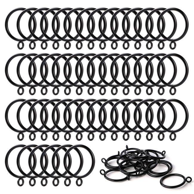 ANJUU 48 Pack 38mm Inner Diameter Metal Curtain Drape Sliding Eyelet Rings Black Tone