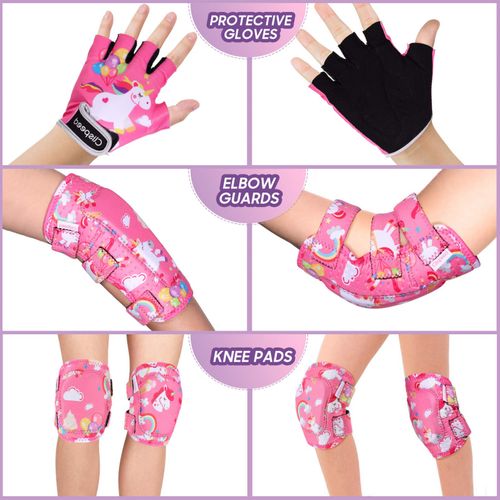 CLISPEED Children's Knee Pads, Inline Skating Protectors [Set of 6], Knee and Elbow Pads with Cycling Gloves for Roller Skating, Running Bikes, Bicycles and Skateboards Skiing, M (2-4 Years)