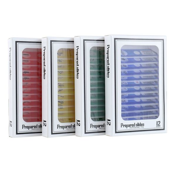 BOJACK 48 PCS Prepared Microscope Slides Set Animals Insects Plants Flowers Plastic Sample Specimens for Students Education